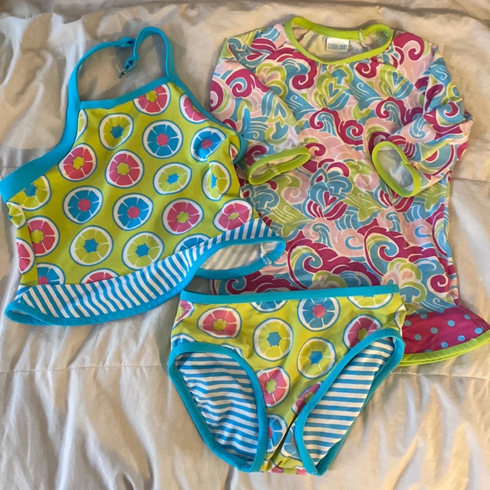 Chez Ami Girls 3 piece swimsuit sz 3 w Cover Up
